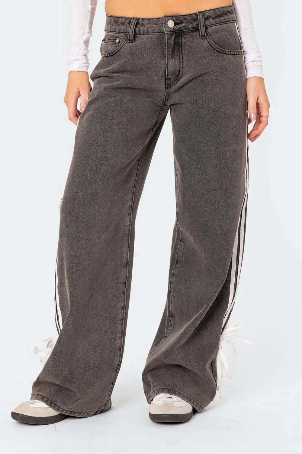 Buy Side Striped Loose Fit Jeans For Women