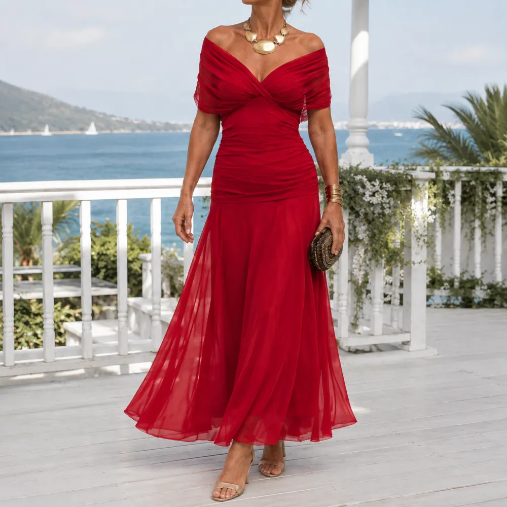 Ruched Wrap Maxi Dress