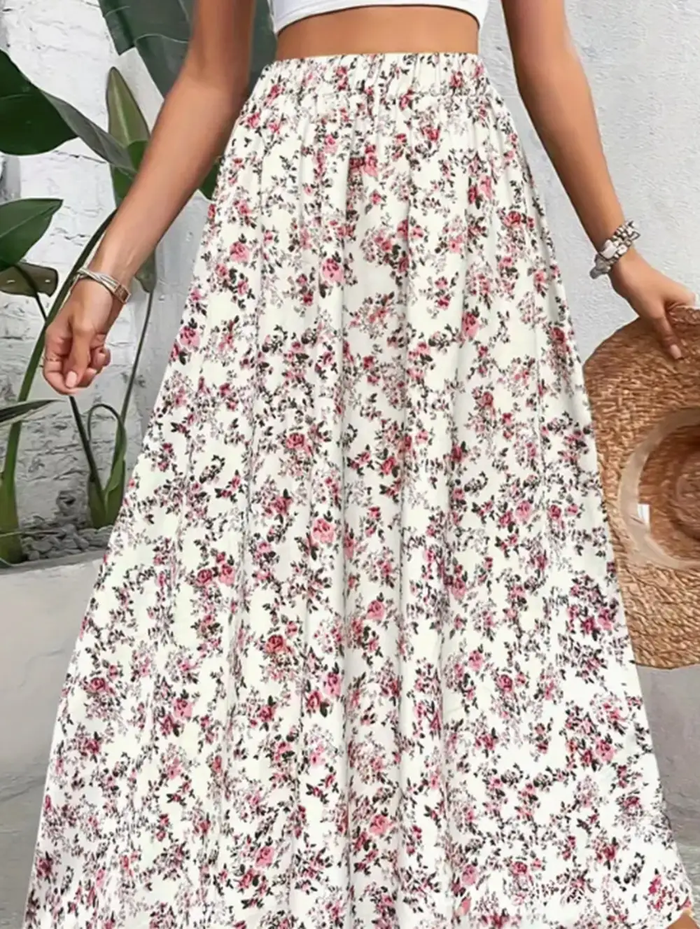 Elegant Printed Midi Skirt