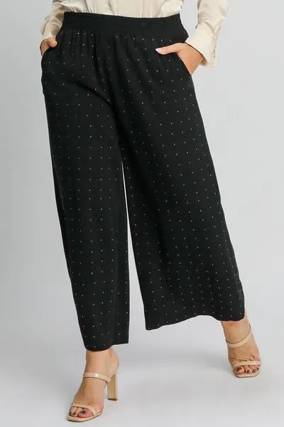 High Waisted Embellished Linen Plus Pants