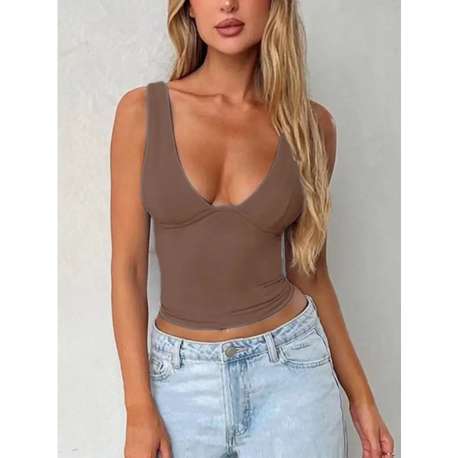 Wide Strap V Neck Tank
