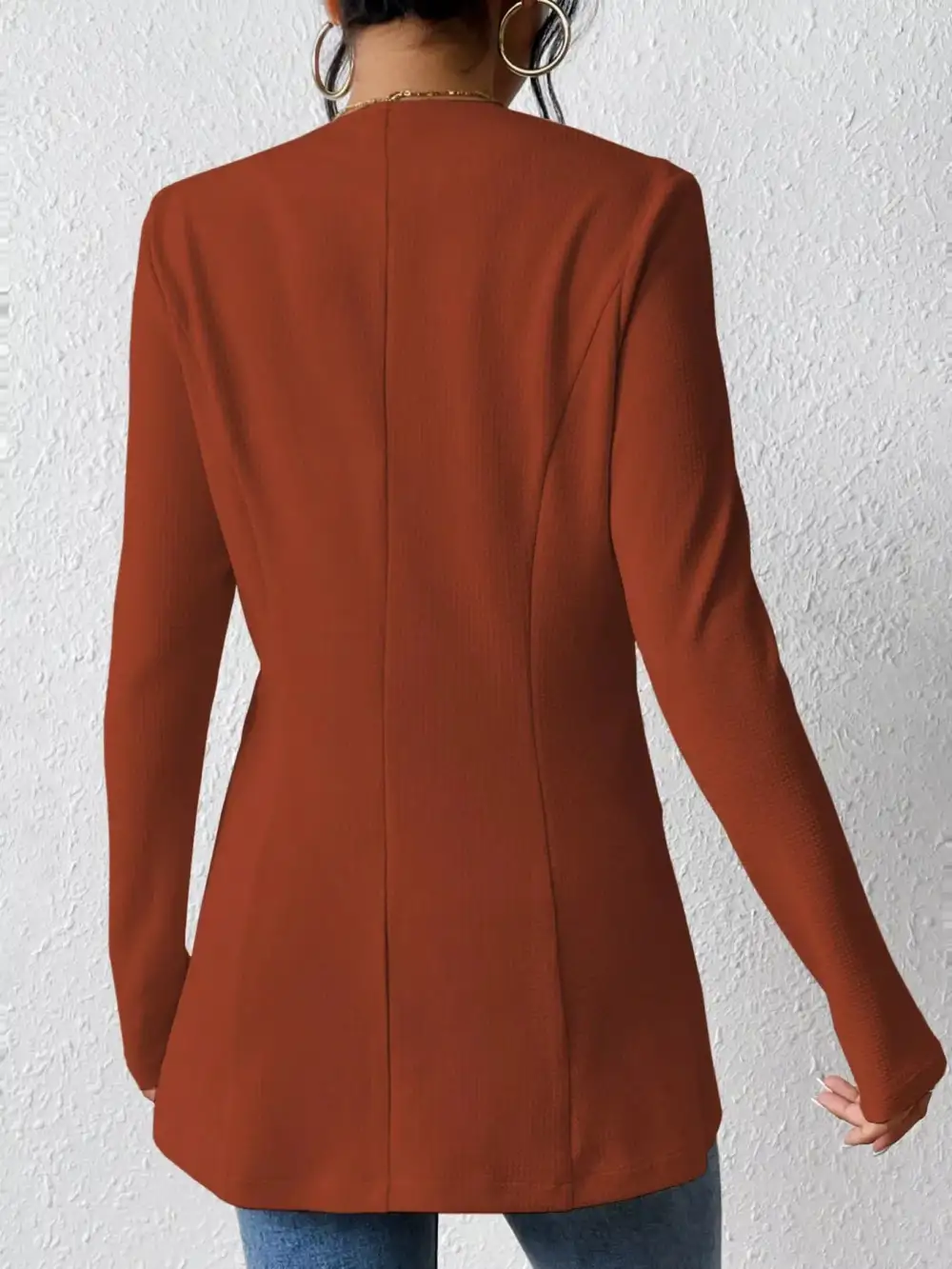 One Button Long Sleeve Blazer Easy Layering Piece