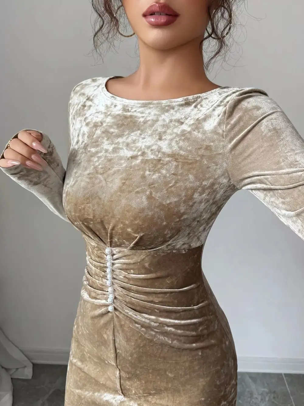 Velvet Ruched Maxi Dress