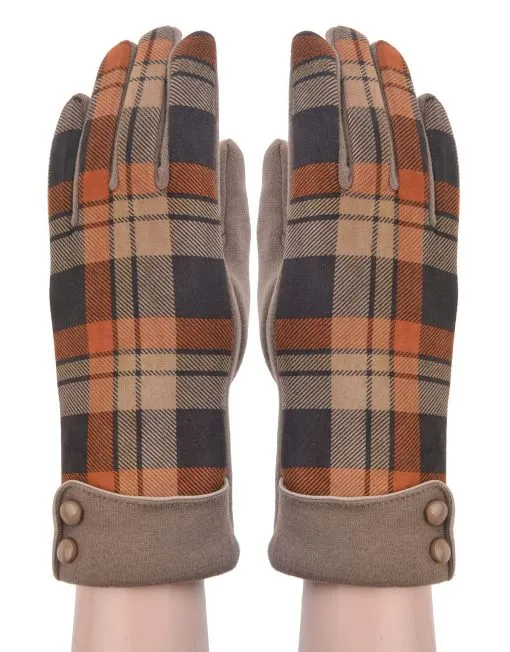 Checked Suede Fashion Gloves