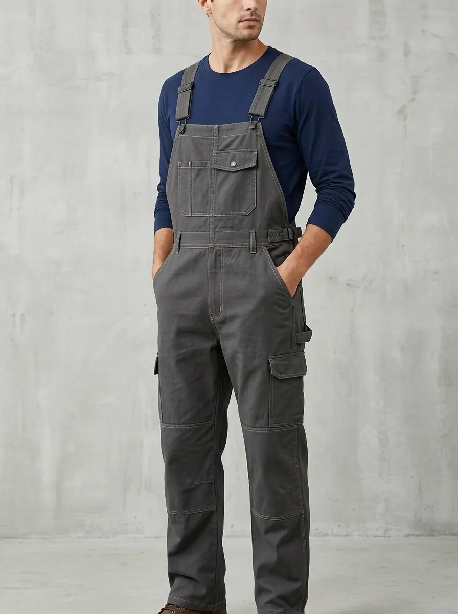 Utility Workwear Knee-Reinforced Outdoor Men's Workwear Bib Overalls