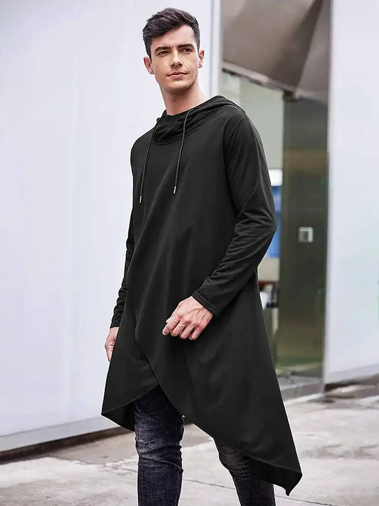 Casual Asymmetrie Hem Pullover Hooded Poncho Sweatshirt Hoodie
