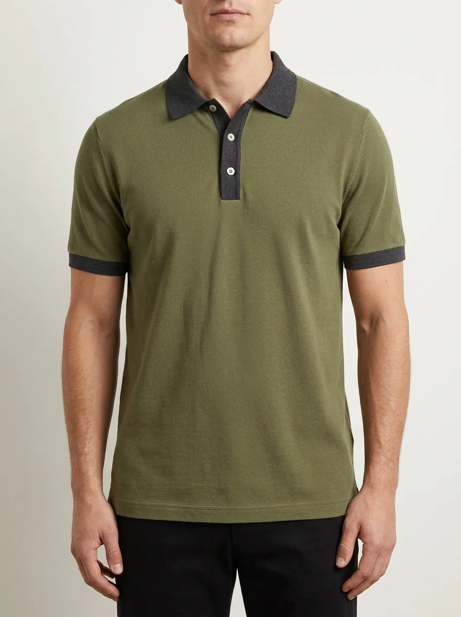 Contrast-Collar Men's Polo Shirt