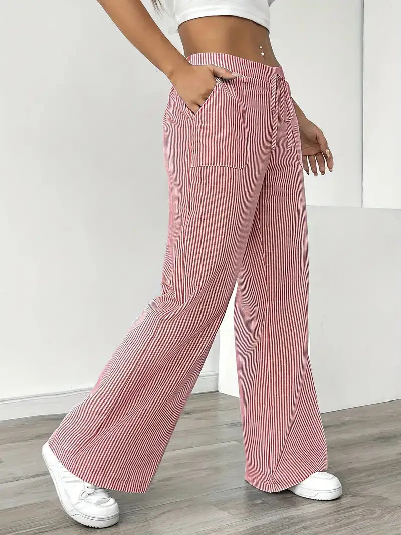 Classic Wide Leg Striped Trousers