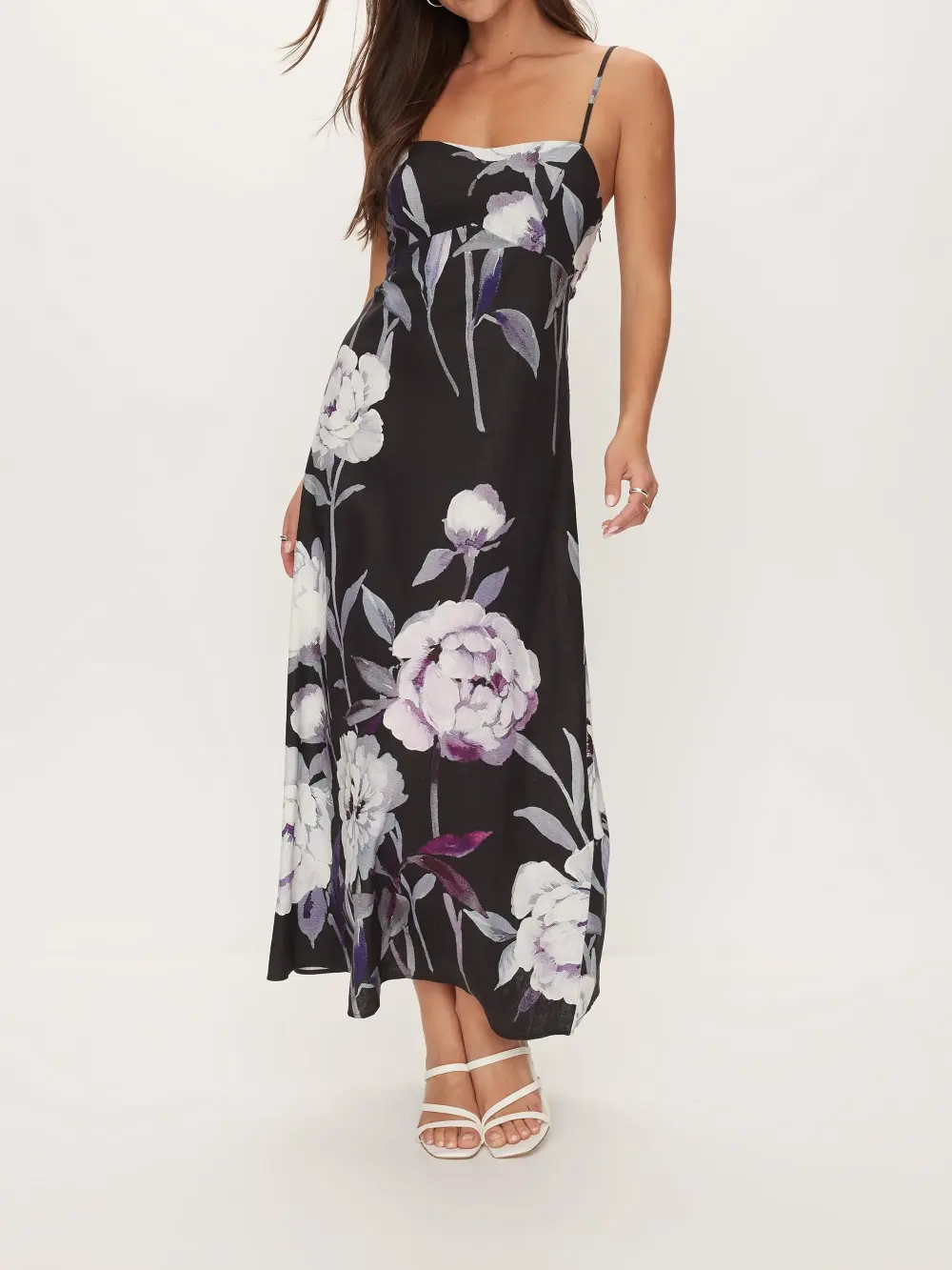 Linen Blend Slip Midi Dress