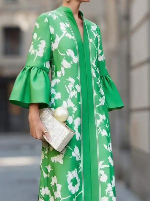 Pleated Neck Maxi Dress