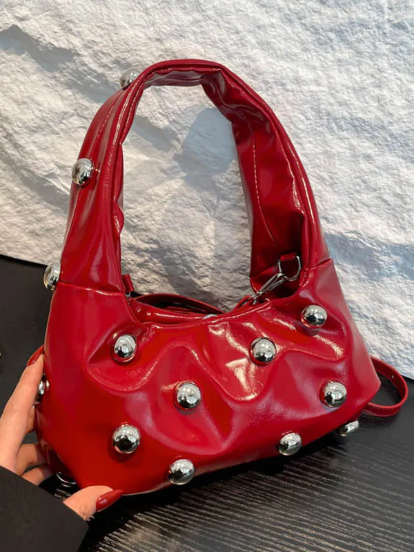 Geometric Rivet Compact Shoulder Bag