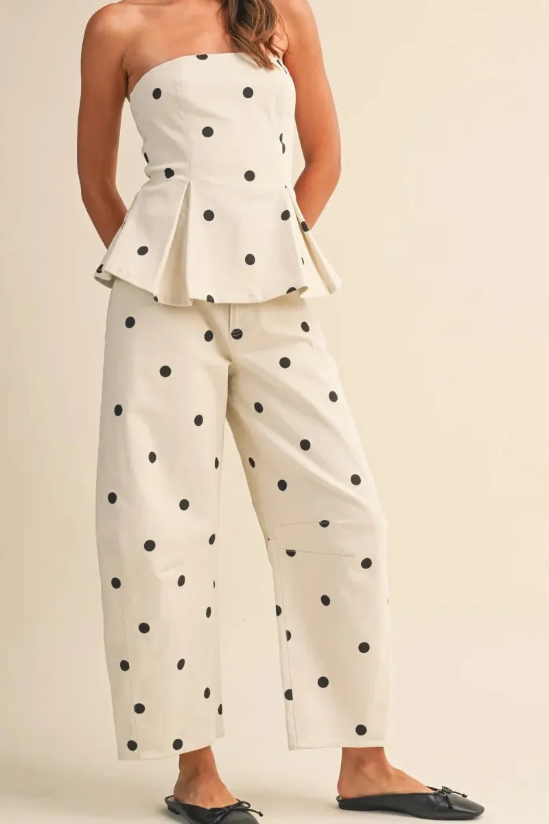 Polka-Dot High-Waist Lightweight Pants