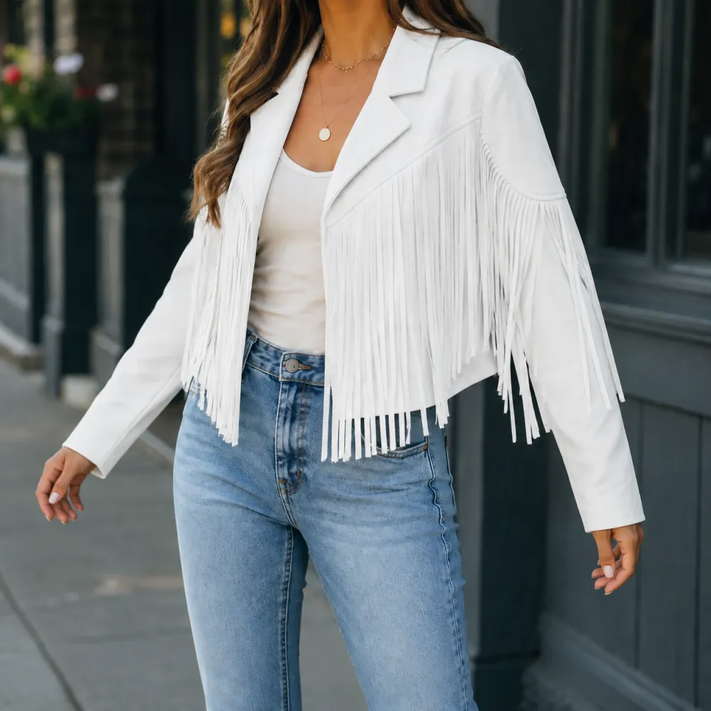 Fringe Notched Lapel Jacket