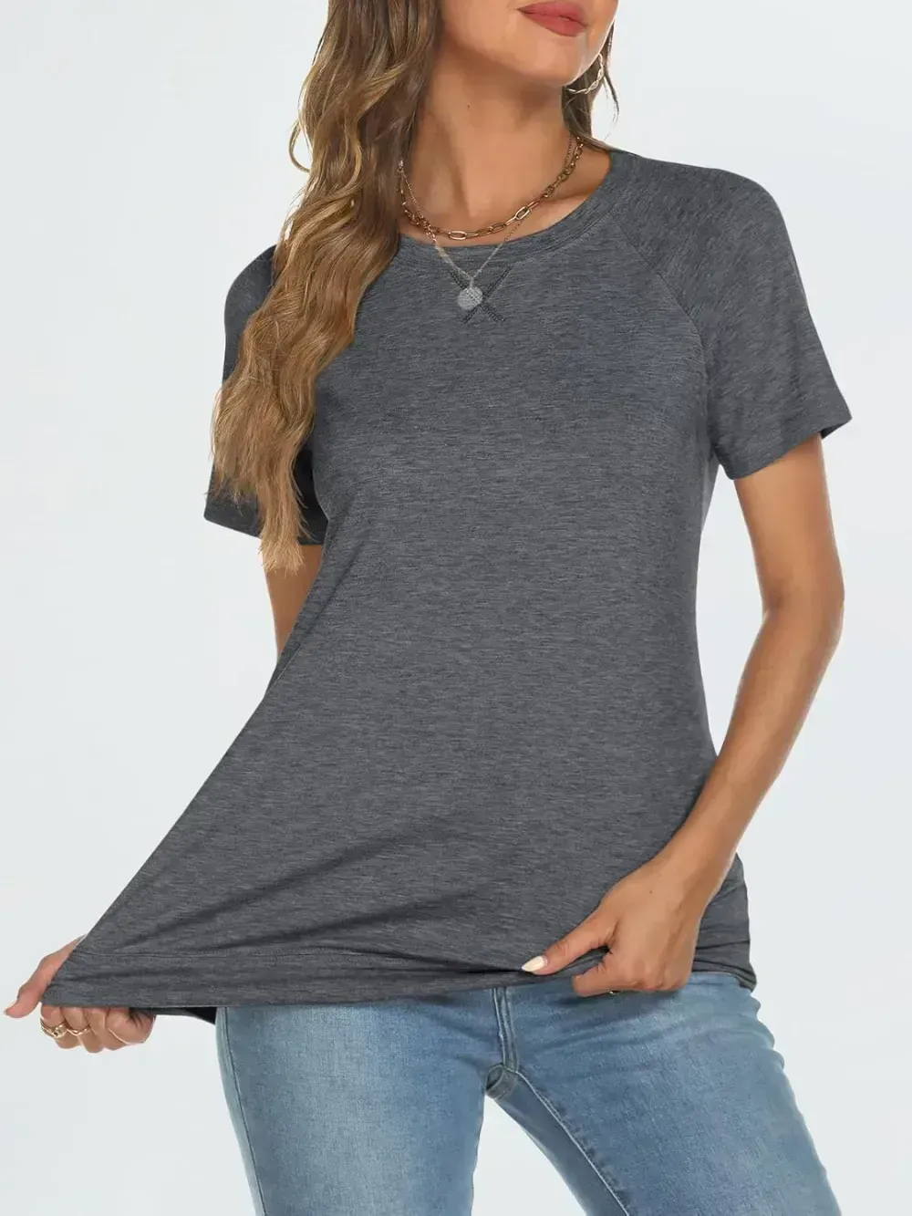 AUTOMET T Shirts Short Sleeve Crewneck Tees for Women Trendy Lightweight Soft Casual Summer Tops Clothes 2024