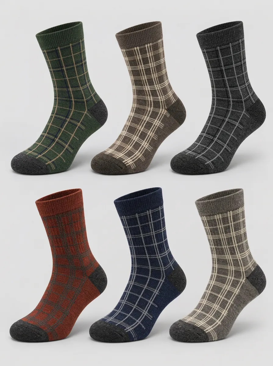 Men's Plaid Crew Socks 6-Pack