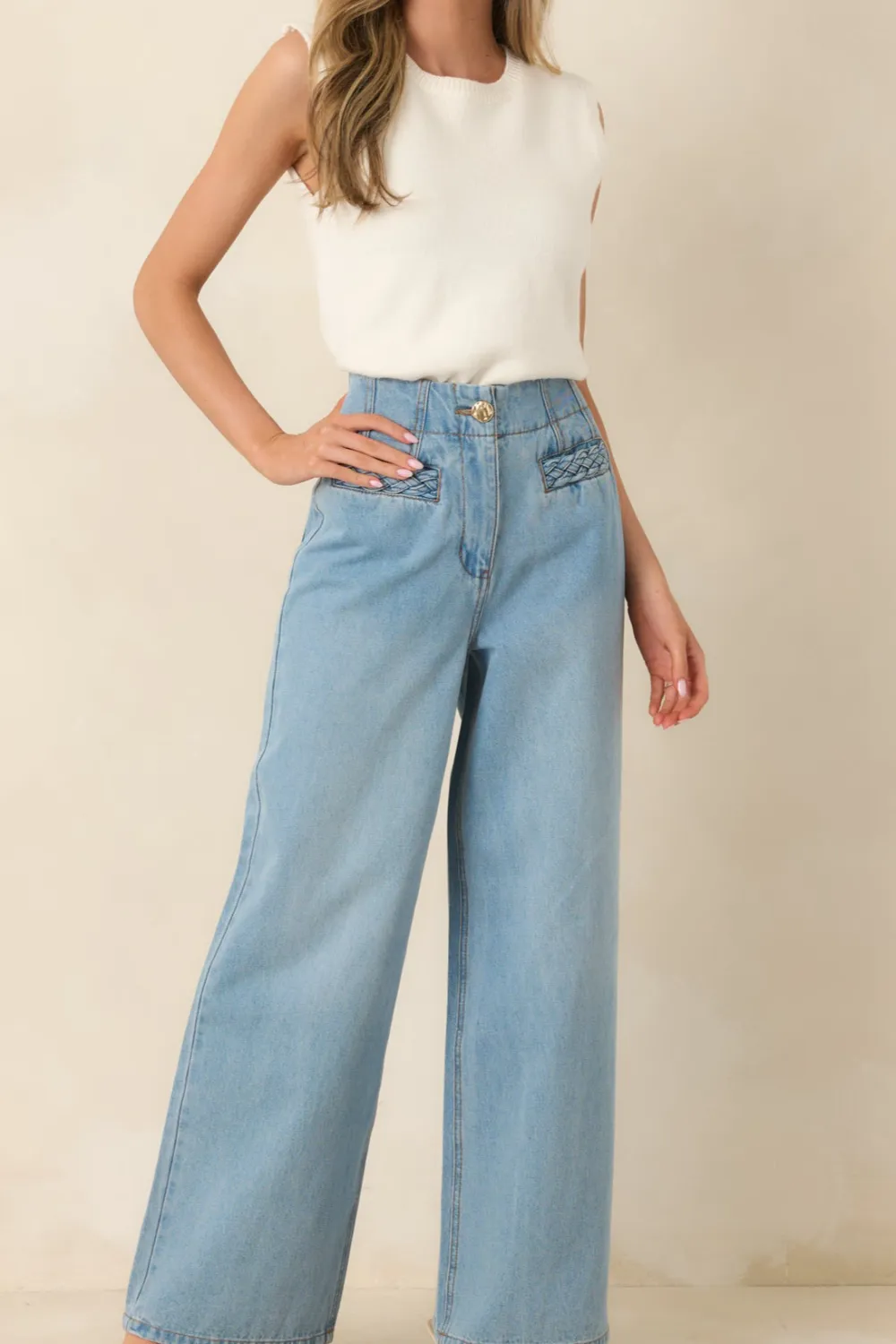 Phoebe Light Wash Straight Leg Cotton Denim Jeans