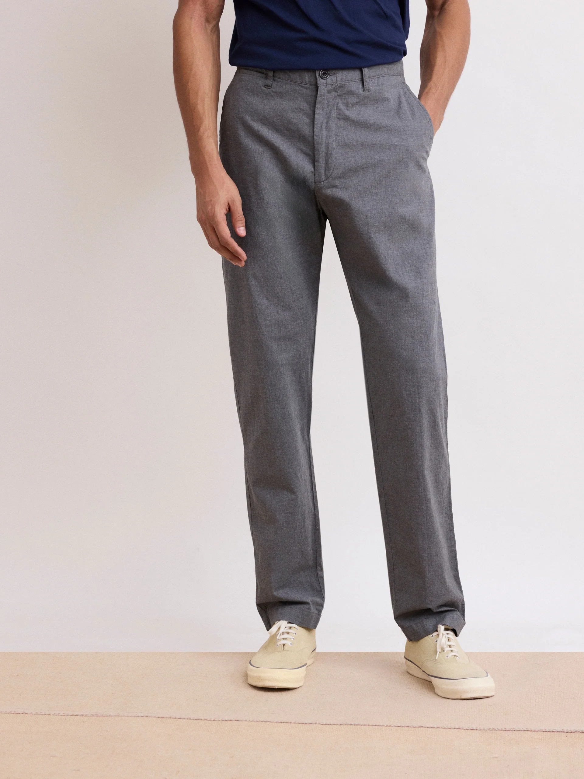 Casual Style Heather Grey Cotton Pants