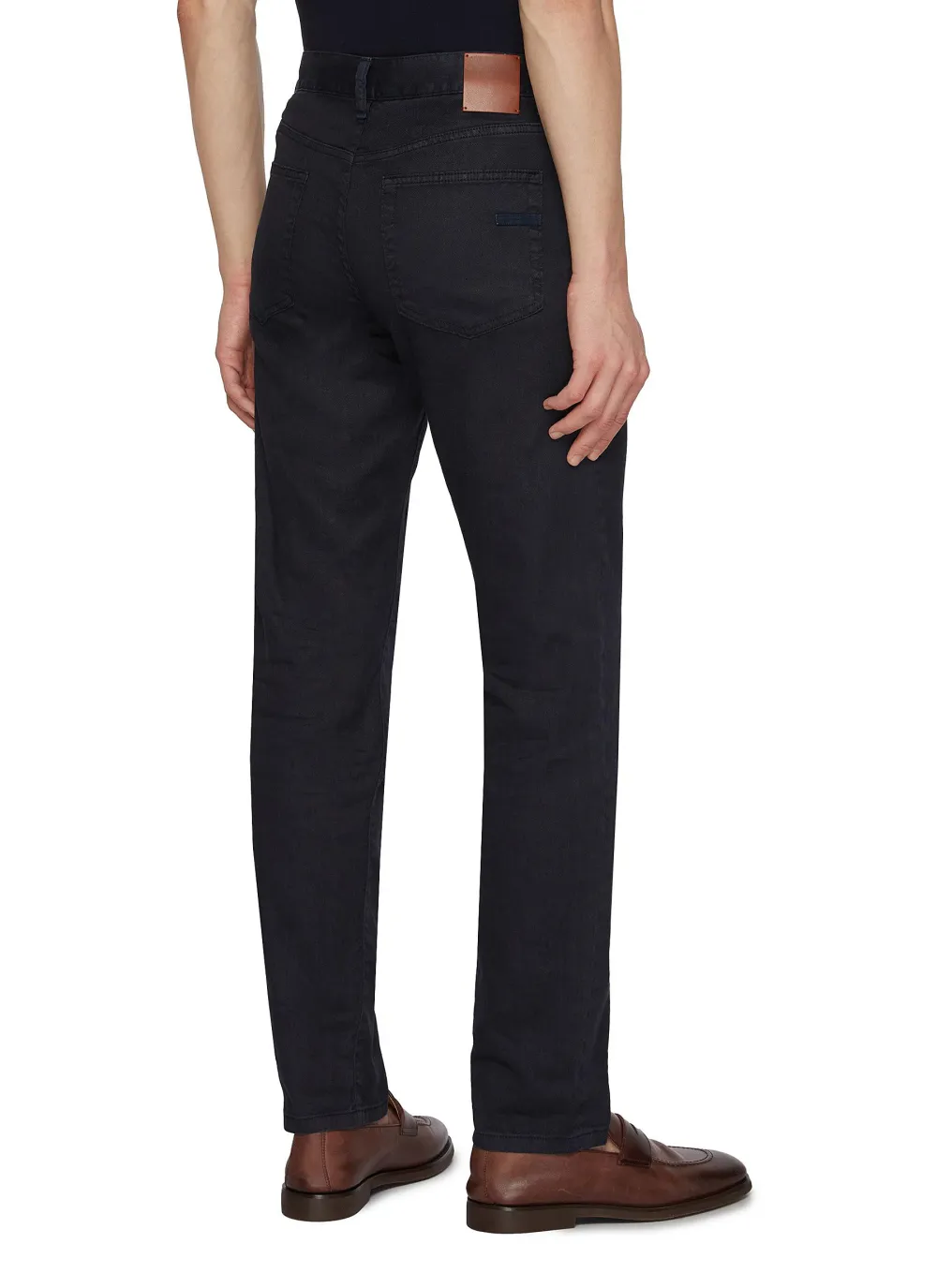 Leisure Daily Straight-Cut Comfortable Dark Blue Jeans