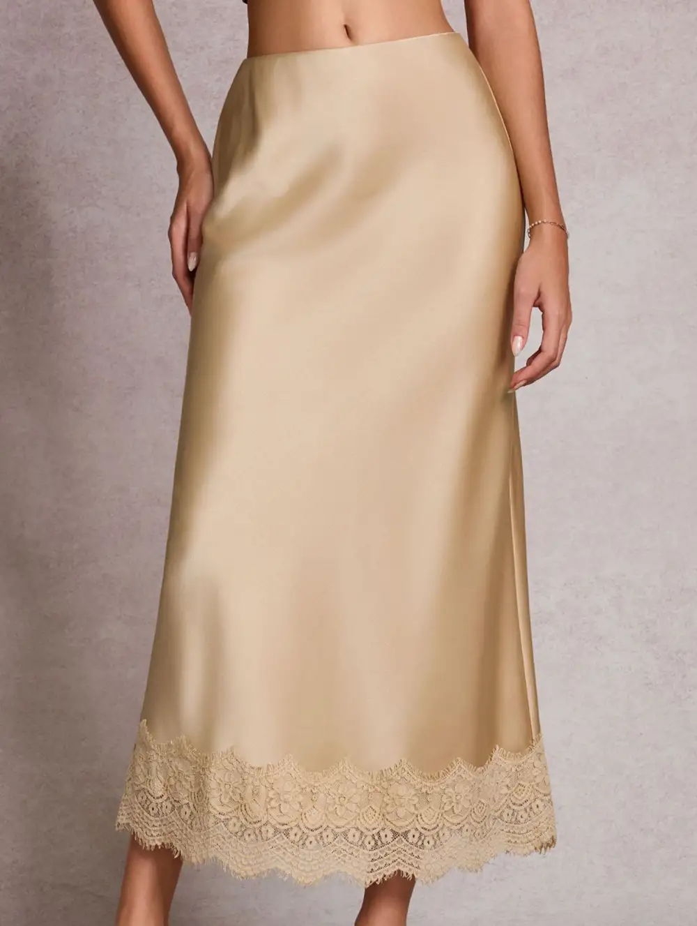Lace Satin Bodycon Skirt