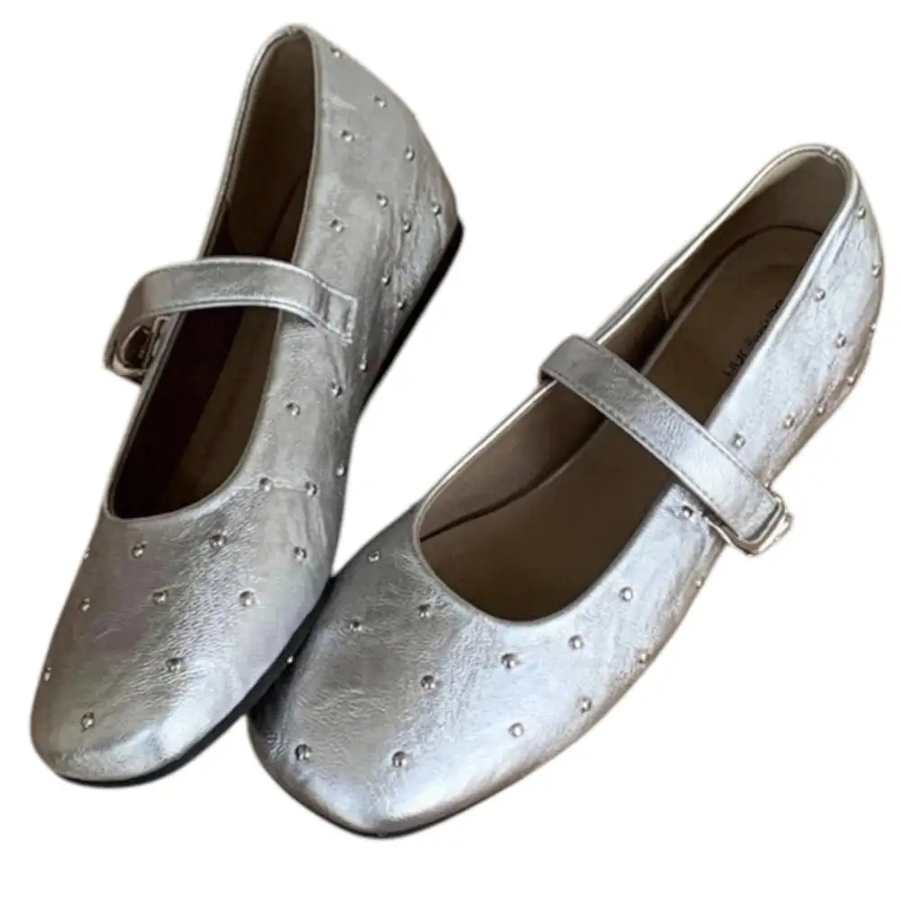Grunge Sleaze Studded Mary Jane Flats