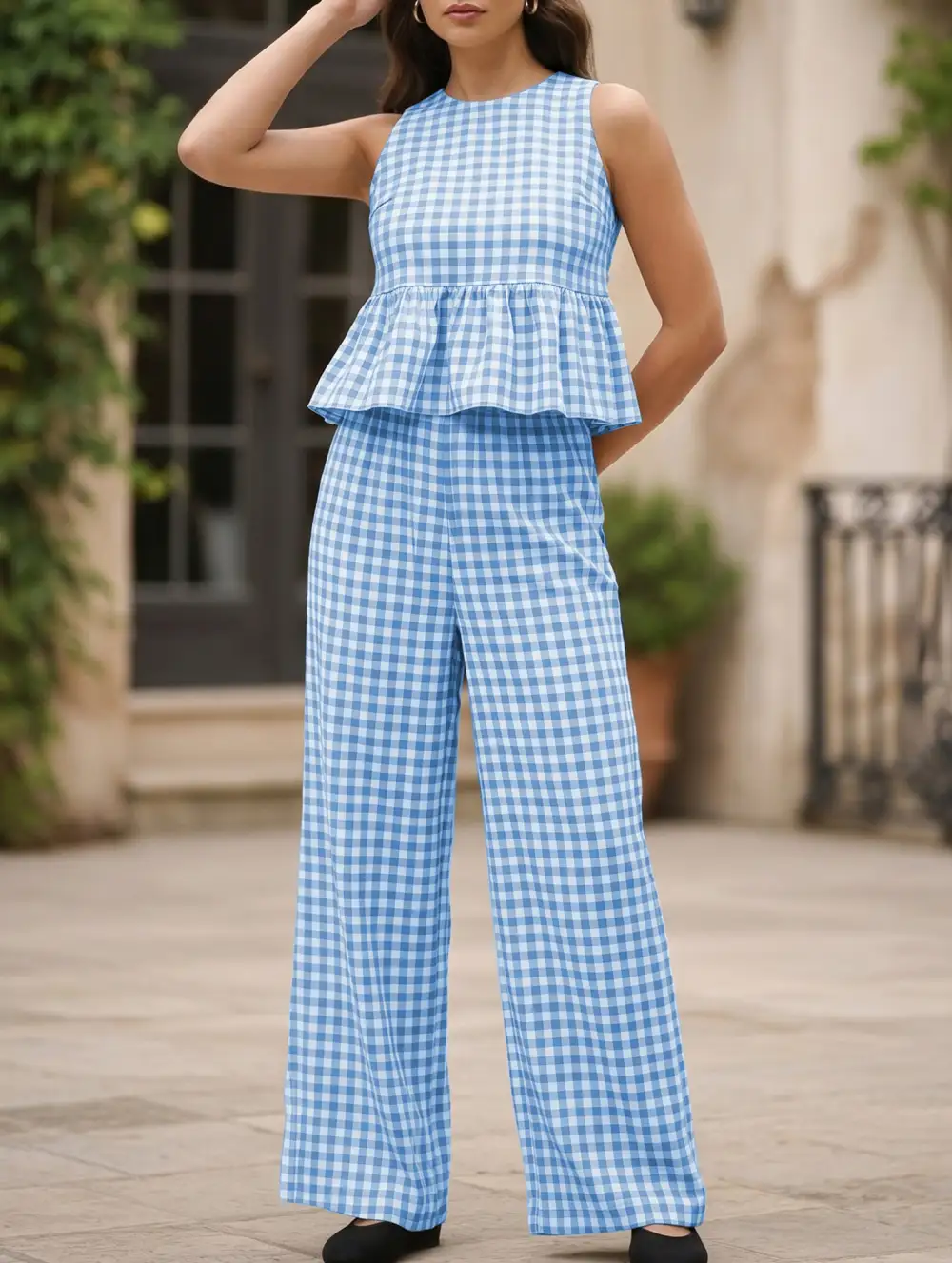 Sleeveless Top Pants Two Piece Set