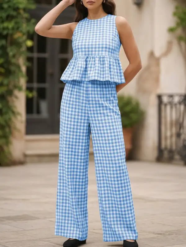 Sleeveless Top Pants Two Piece Set