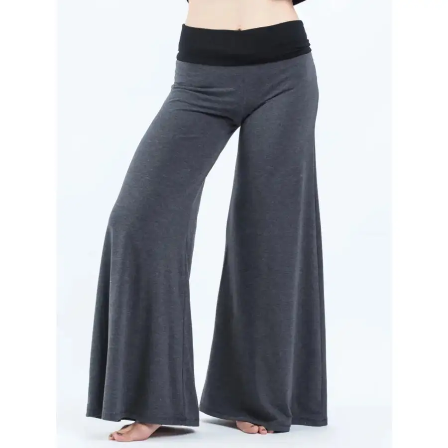 High Waisted Wide Leg Yoga Pants with Contrast Waistband