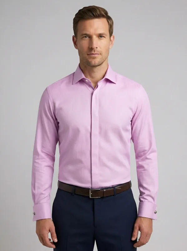 Men's Light Grey Spread Collar Dress Shirt