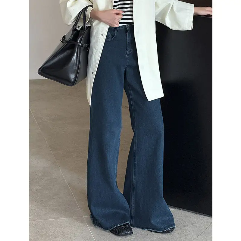Flowing High Waist Straight Leg Loose Fit Jeans