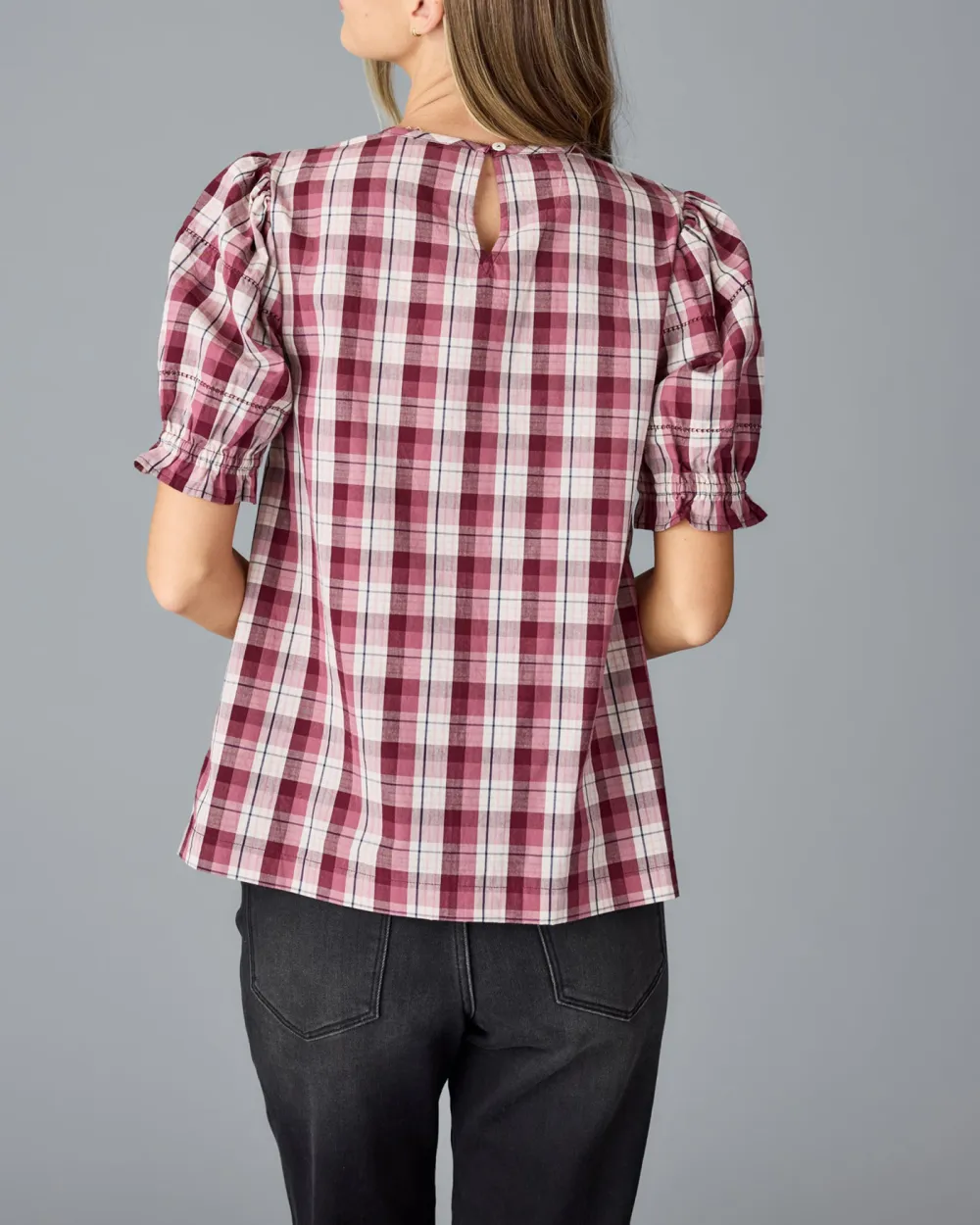 Plaid Short Sleeve Blouse