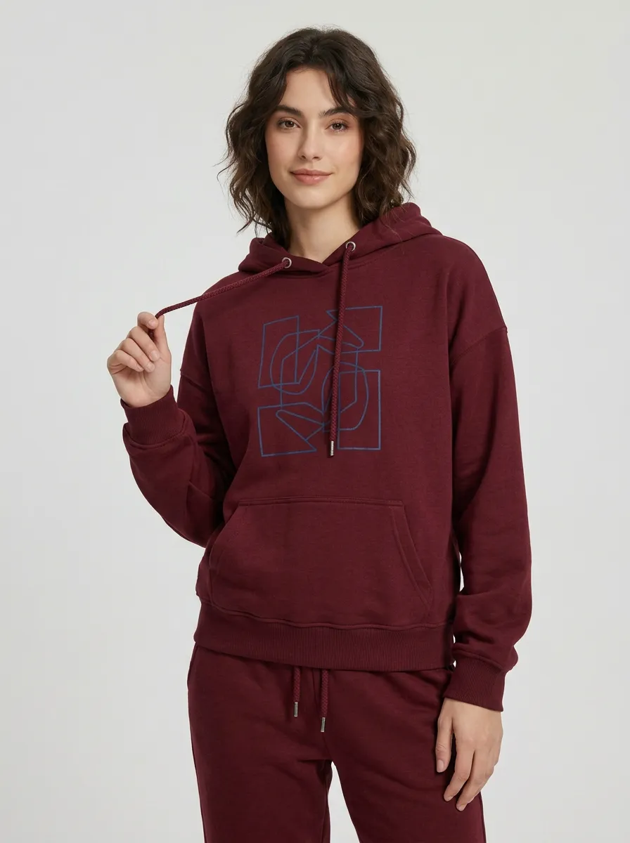 Women's Beige Relaxed Fit Solid Hoodie & Jogger Pants Set