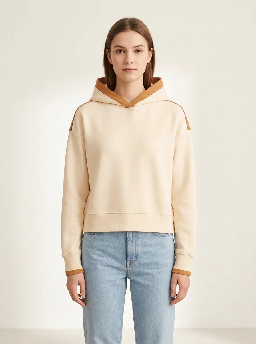 Women's Contrast-Lined Drop-Shoulder Pocketless Hoodie