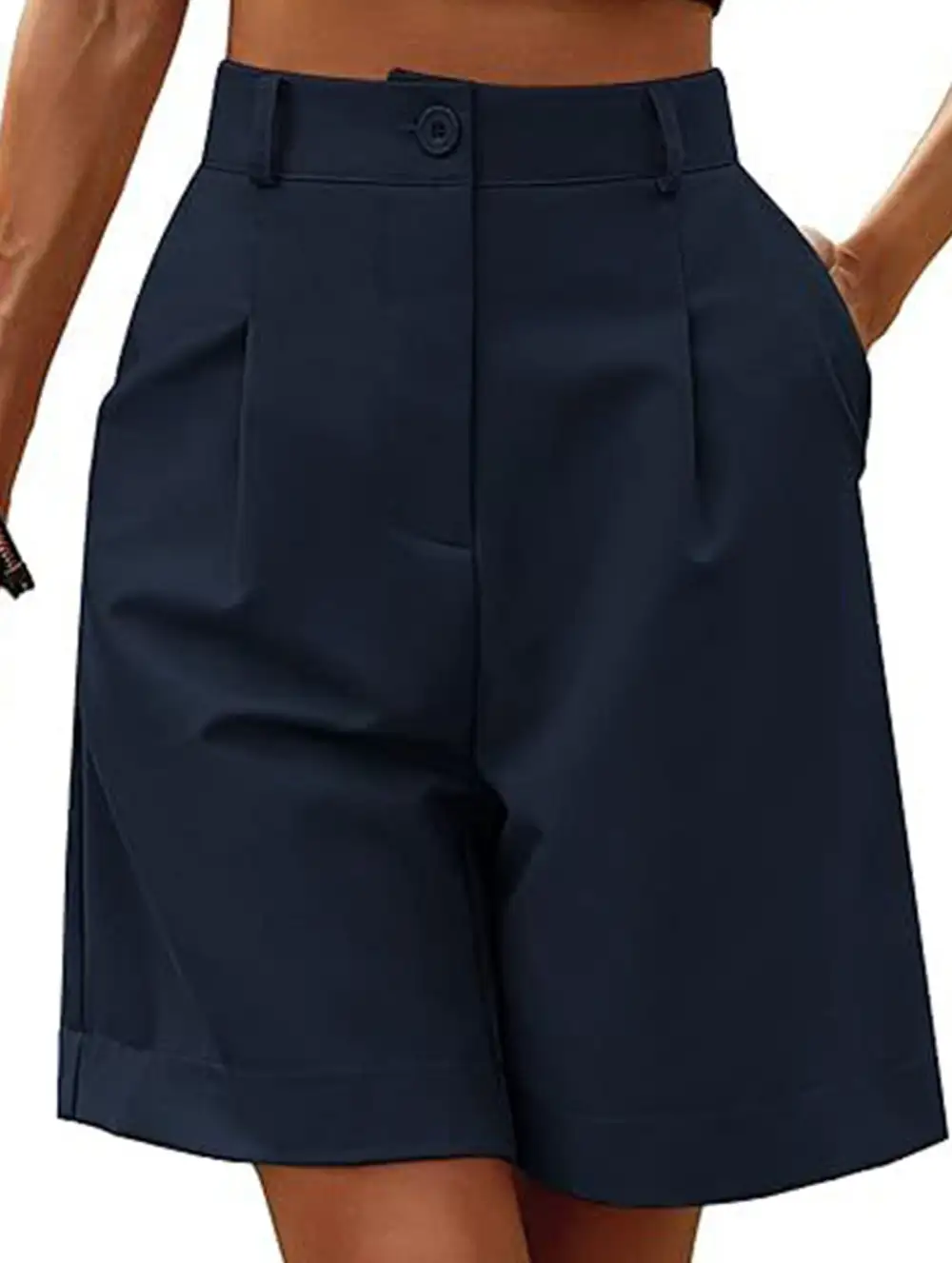 High-Waist Wide-Leg Suit Shorts
