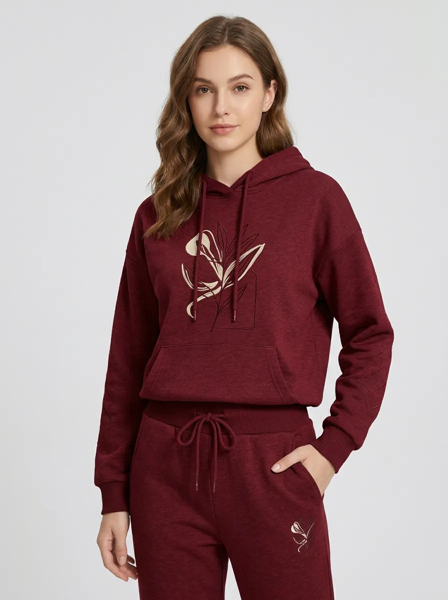 Women's Sage Green Dropped Shoulder Solid Hoodie & Pants Set