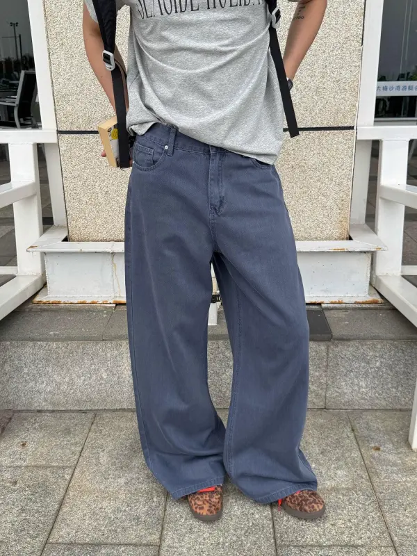 Faded Utility Loose Straight Leg Jeans