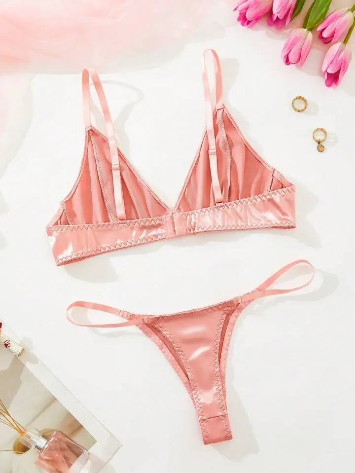 Silk Bra And Thong Set
