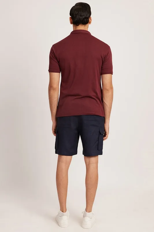 Indigo Linen Cargo Shorts