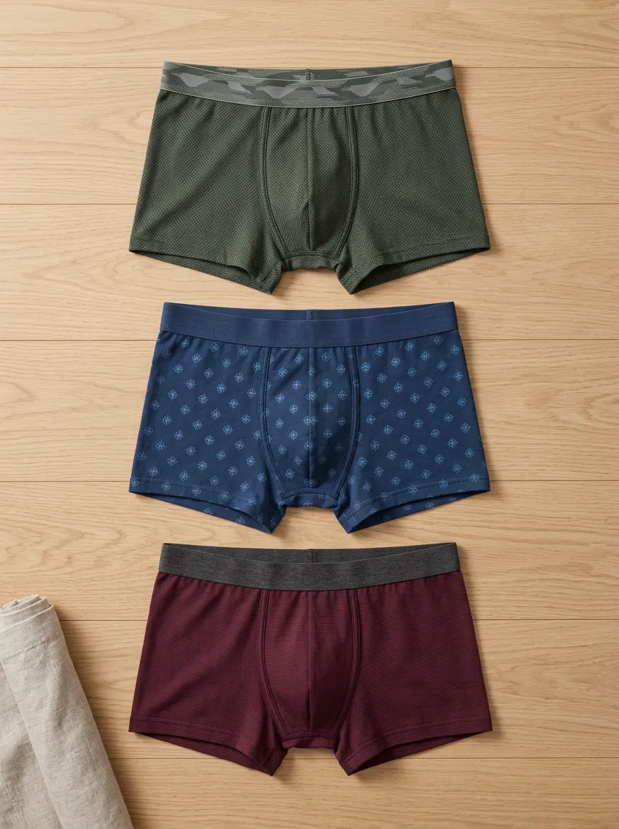 Men's Geometric Patterned Multi-Color Printed Boxer Briefs 3-Pack