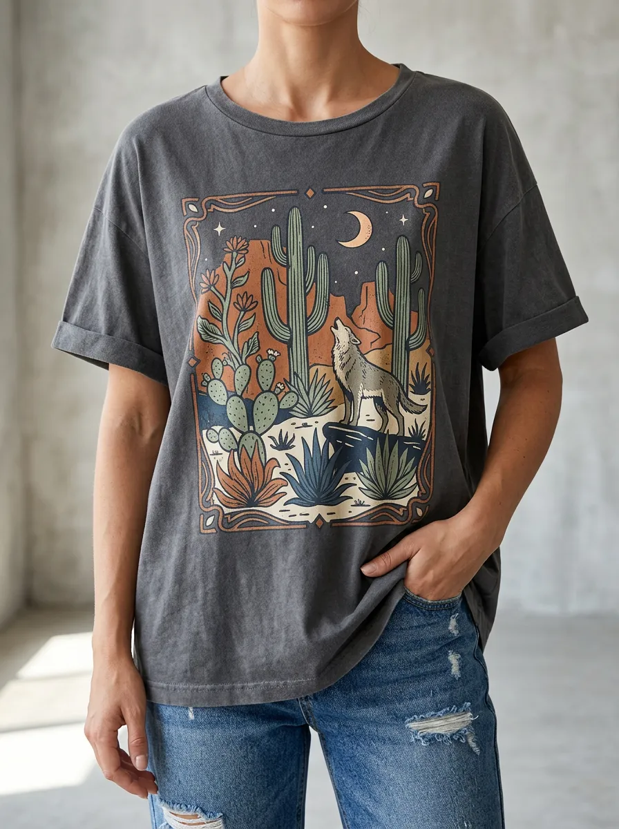 Relaxed Graphic Ribbed T Shirt