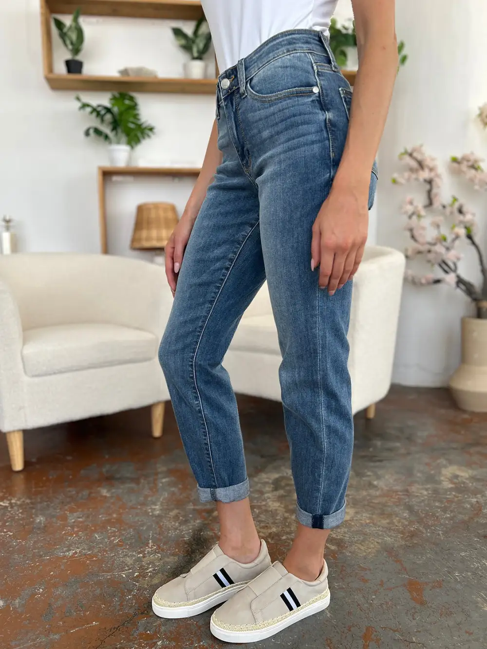 Clean Cuffed Denim Jeans