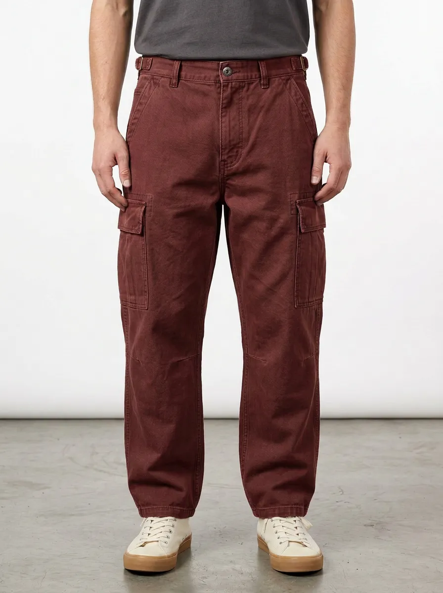 Men's Relaxed Canvas Military Pocket Cargo Pants