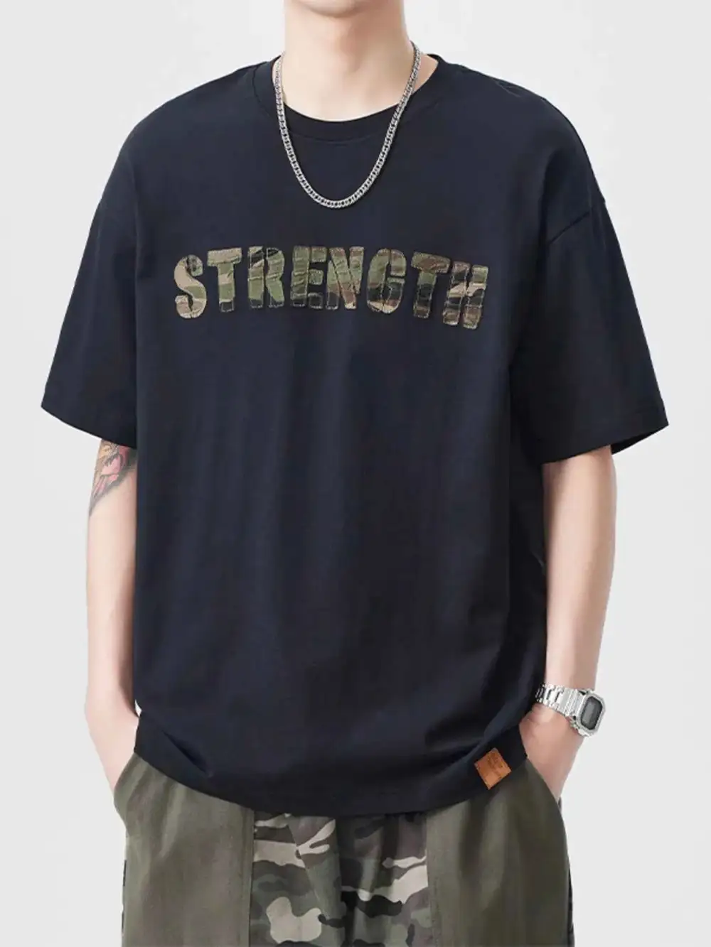 Relaxed Round Neck Letter Graphic T-Shirt