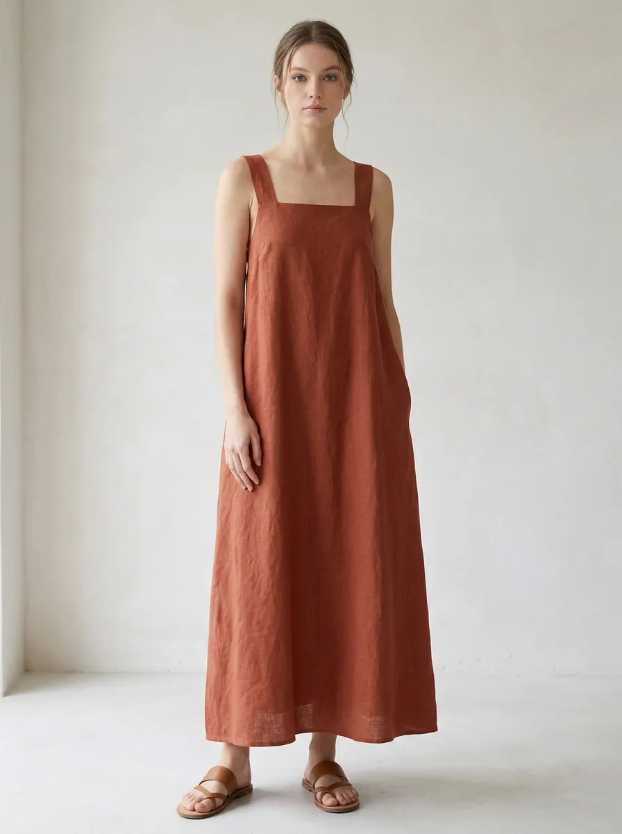 Women's Casual Bow-Back Linen Backless Dress