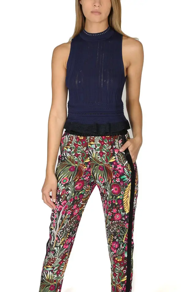 Lace Cropped Zip Tank Top
