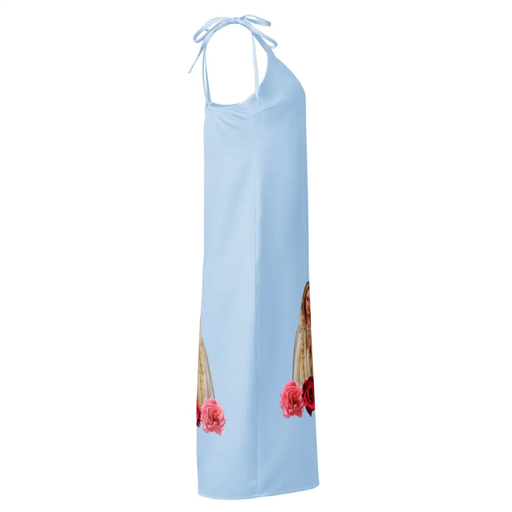 Graceful Print Tie Strap Midi Dress
