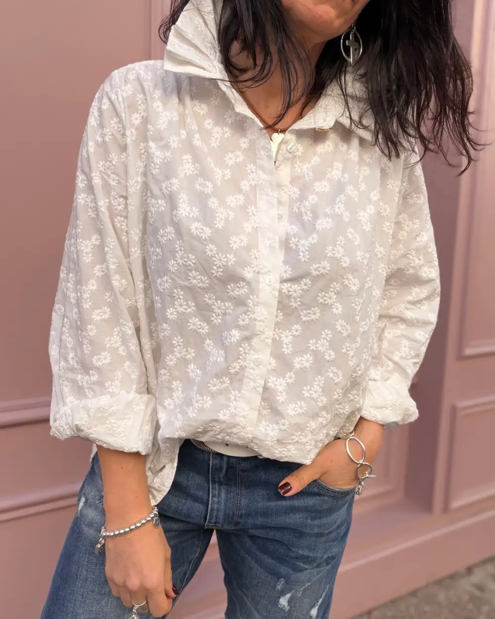 Cotton Embroidered Relaxed-Fit Blouse