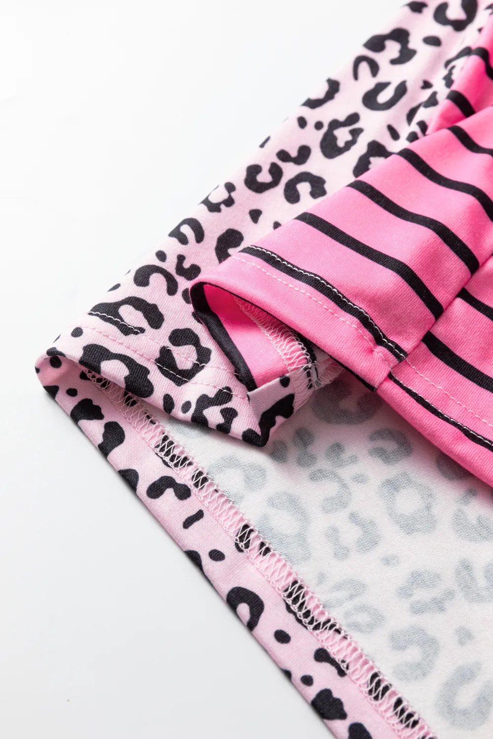 Pink Leopard Striped Patchwork Side Top