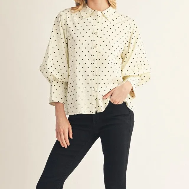Bishop Sleeves Polka Dot Top