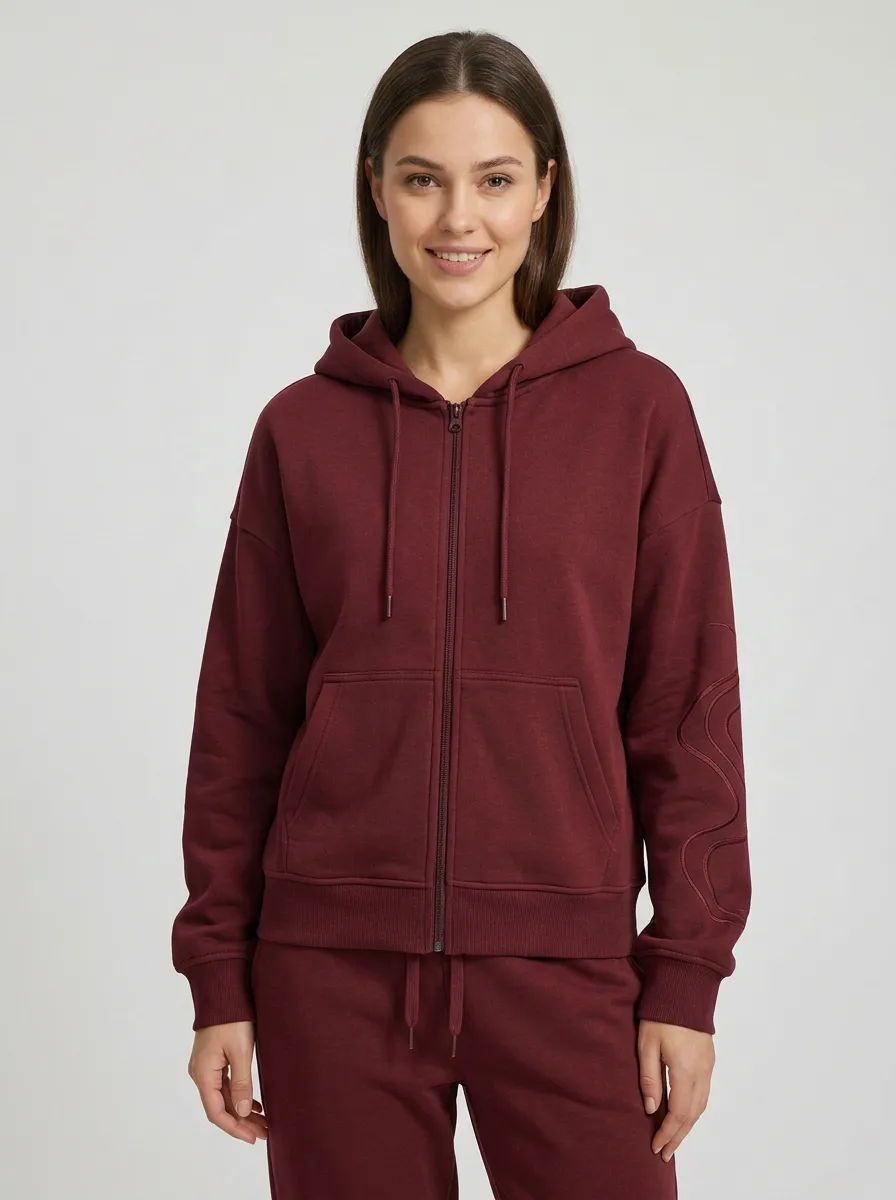 Women's Sage Green Abstract Graphic Zip-Up Hoodie Jacket & Jogger Set