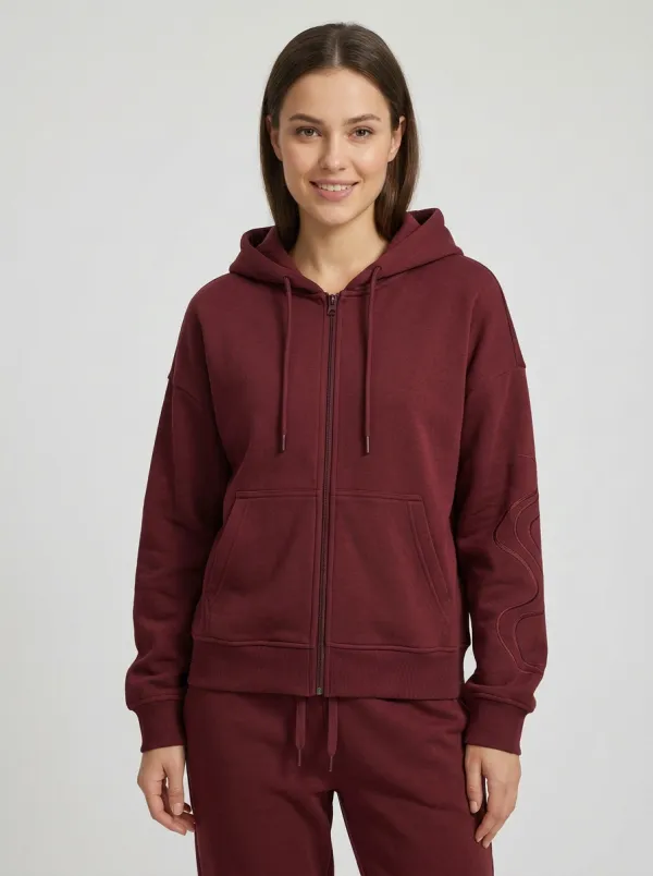 Women's Sage Green Abstract Graphic Zip-Up Hoodie Jacket & Jogger Set